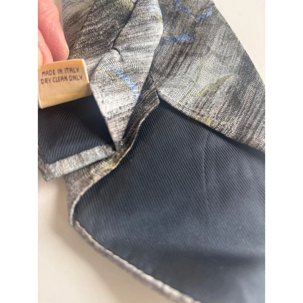 Villa Bolgheri Necktie Mens OS Grey Excellent Silk‎ Abstract Made in Italy